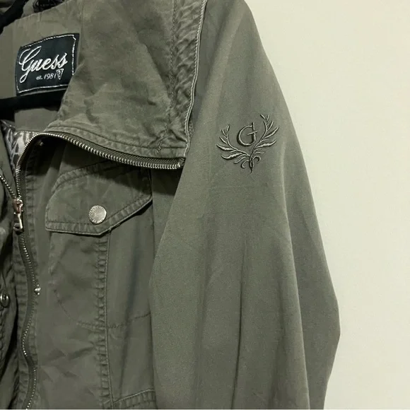 Guess Lined Green Utility Jacket Size Small - Picture 7 of 10